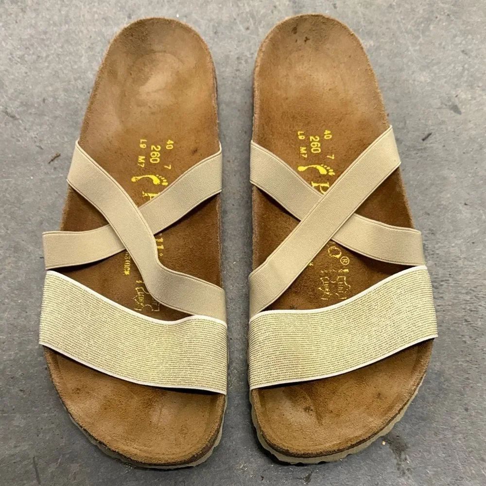 Birkenstock Beige Cross-Strap Sandals